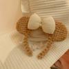 Diadema de Orejas de Oso con Lazo para Mujer Otoño e Invierno Felpa Linda Dibujo Animado Lavado de Cara Diadema para el Cabello Chica Coreana Cueva para el Cabello Tarjeta para el Cabello