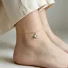 Joyería de Moda Transfronteriza Europea y Americana Estilo Bohemio Tobillera con Colgante de Turquesa para Mujer Tobillera Sencilla Versátil de Hoja