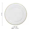 Plato de Vidrio Dorado con Puntos de Perlas Estilo Europeo, Plato para Comida Occidental en Casa, Aspecto de Alta Calidad, Juego Completo de Vajilla para Hotel y Salón de Bodas