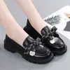Mocasines de Plataforma Gruesa con Tacón Grueso para Aumentar Altura para Mujer 2025 Nuevos Zapatos Pequeños de Cuero Otoño Boca Baja Zapatos Tipo Frijol Estilo Francés Otoño Zapatos de Vestir