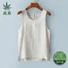 Chaleco de Lino para Hombre Verano Delgado Holgado Color Sólido Chaleco de Algodón y Lino Vacaciones en la Playa Casual Sin Mangas Camiseta Moderna