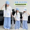 Camiseta de Manga Corta para Niña con Estampado de Lazo Top Nuevo 2026 Estilosa Ropa de Verano para Niños Conjunto Estilo Coreano Moderno