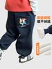 Calça de Moletom Forrada com Lã para Meninos Calça Longa 2025 Nova Outono e Inverno Calças para Bebês e Crianças Estilo Outono e Inverno Roupas Infantis Tendência