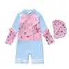 Nuevo Traje de Baño Infantil para Niñas de una Pieza Sirena Manga Larga Protección Solar para la Playa Traje de Baño para Surfear con Certificado CPC