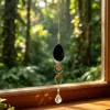 Ágata Natural Gravilla Cristal Colgante Pequeño Encanto Campana de Viento Hecha a Mano Colgante para Jardín Interior Adorno de Bola de Cristal