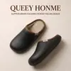 Hogar Pantuflas de Algodón para Mujer Estilo Nuevo Invierno Cómodas Suela Gruesa Suave Antibacterianas Resistentes al Olor Antideslizantes Felpa Pantuflas de Punta Cerrada Invierno