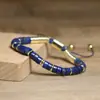 Lápis Lápis Lápis Espaçador Pulseira Trançada Feita à Mão Pulseira de Contas de Pedra Natural Ajustável Retrô para Homens e Mulheres Joia Exquisita