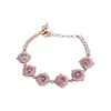 Pulsera Redonda de Zirconia Oro Rosa Real, Sensación de Lujo Ligero y Gama Alta, Sencilla, Moderna y Exquisita, Versátil para el Trabajo, Joyería para Mujer