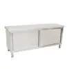 Estación de Trabajo de Cocina de Acero Inoxidable con Puertas Deslizantes, Mesa de Preparación Comercial, Mesa para Cortar Verduras, Gabinete de Almacenamiento, Mesa con Tabla de Cortar para el Hogar