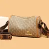 Bolsa Cilindro 2023 Nova Moda Versátil Casual Ombro Transversal Bolsa Redonda Balde Feminina Boston Letra Bolsa Feminina