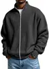 Estación Independiente Transfronteriza Europea y Americana Ropa de Hombre Estilo Americano Moda Desgastada para Hombre Chaqueta Sencilla de Color Sólido Waffle Cuello Alto con Cremallera