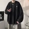 Moletom texturizado de gola redonda para homens, top jacquard texturizado de marca da moda para outono e inverno, top casual solto para adolescentes
