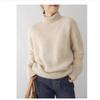 2025 Nuevo Otoño e Invierno Tejido de Cachemira Grueso de Color Puro para Mujer Jersey Corto de Cuello Alto Tejido Holgado Lazy para Mujer