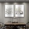 Wu Guanzhong Pintura de Tinta Pueblo de Agua de Jiangnan Nuevo Estilo Chino Combinación para Sala de Estar Pintura Decorativa Restaurante Fondo Casa de Huéspedes Pintura Colgante