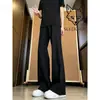 Pantalones de Traje de Verano High Street Color Sólido Hoja Curva Caída Moda Americana para Hombre Temperamento Sin Planchar Tacto de Alta Gama Ligeramente Acampanados Largos