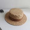Sombrero Plano de Rafia Tejida de Textura Gruesa Nuevo de Primavera y Verano Sombrero de Rafia Hecho a Mano para Vacaciones y Protección Solar Sombrero de Ala Plana