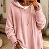 2026 Moda Feminina Europeia e Americana Estação Independente da Amazon Tricô Novo Estilo Moletom com Capuz e Cordão Suéter Outerwear de Lã Solto