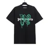 Comércio Exterior Atacado Transfronteiriço Pa Angel Marca Tendência Árvore de Coco Chama Logo de Letra Graffiti Tinta Camiseta Manga Curta Roupa de Casal