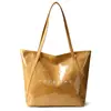 Bolso Casual Retro de Moda para Mujer con Letras Nuevo de PVC para Viajes Diarios Gran Capacidad Bolso de Mano de Moda Simple Bolso Tote