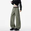 Pantalones de pierna ancha, pantalones rectos de trabajo hasta el suelo para hombre, estilo retro casual, corte holgado con bolsillos, pantalones largos marrones