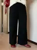 Pantalones rectos anchos simples para mujer de talla grande, colección otoño 2026, pantalones casuales cropped de tiro alto holgados para mujeres de talla grande, NK1377