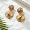 Pendientes de botón de doble capa con patrón de espiral étnico vintage transfronterizos, pendientes de cara pequeña de nicho, joyería de tachuela
