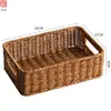 Cesta de Almacenamiento Tejida Rectangular Larga Pulan Caja de Almacenamiento Tejida Inclinada para Artículos Varios Cesta de Almacenamiento Cesta de Almacenamiento de Escritorio