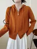 Cardigan Tricotado com Capuz e Zíper Feminino 2026 Outono/Inverno Novo Casual Tricô Solto Suéter Curto Jaqueta de Tricô Trançado