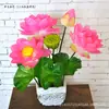 Flores de Lótus Artificiais com 11 Flores, um Buquê de Folhas de Lótus para Oferta a Buda, Flores Artificiais para Ofertas em Templos, Paisagismo de Fontes de Água, Decoração de Jardim