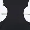 Moda de Verano Nueva Estilo Europeo y Americano Transfronterizo Color Sólido Cuello Alto Espalda Descubierta Cadera Sexy Delgado Vestido Largo