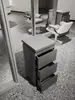 Mostrador de Herramientas para Barbería, Gabinete de Acero Inoxidable de Doble Cara para Salón de Peluquería, Almacenamiento con Cajones y Estante para Secadoras