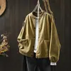 Chaqueta de Béisbol de Trabajo para Mujer Corta Holgada Adelgazante Primavera y Otoño Talla Grande Algodón Cuello Alto Bolsillo Doble Chaqueta Exterior