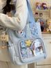 Bolsa Fofa com Laço para Dor jk Lolita Menina Bolsa de Ombro Emblema para Estudantes Transparente Aula Tutorial Bolsa para Dor
