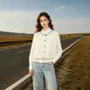 Nuevo chaleco de punto de otoño e invierno transfronterizo de cuello redondo de corte holgado estilo retro europeo y americano con costuras de contraste de un solo botón para mujer