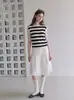 Chaleco de Punto sin Mangas con Cuello Redondo y Rayas Elegante para Mujer 2026 Verano Nuevo Talla Grande MM Delgado Temperamento Reductor de Edad Top