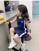 Vestido de niña Verano Nuevo Estilo Algodón Puro Bloque de Color Falda de Vise Longitud Media Falda Recta de Bebé Niña Falda Camiseta sin Mangas