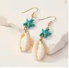 Pendientes Colgantes de Concha de Estrella de Mar Más Vendidos Transfronterizos Estilo Fiesta en la Playa Moda Simple Pendientes Turquesa para Mujer Venta al por Mayor