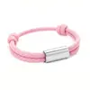 Joyería Transfronteriza Europea y Americana, Pulsera Ajustable Cuadrada de Tubo de Acero Inoxidable con Láser, Pulsera Ajustable Tejida a Mano de Paracord