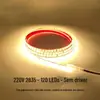 Fita de LED 220V Sem Driver 2835 Alto Brilho 120 LEDs com Revestimento de Borracha 10cm Cortável com Adesivo na Parte Traseira À Prova d'Água Flexível