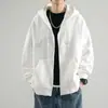 Directo del fabricante: Sudadera con capucha larga para hombre de otoño e invierno, corte holgado, chaqueta casual de color liso de moda para hombre
