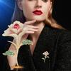 Nuevo y elegante diseño, elegante broche de rosa de circonita de alta gama de lujo, con pin antiexposición, entrega de una sola pieza