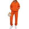 Nuevo Sudadera con Capucha de Terciopelo de Color Puro de Manga Larga Otoño e Invierno Europeo y Americano Conjunto de Traje de Pantalón Casual de Moda para Mujer