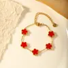 Pulseira de Trevo de Cinco Folhas Dopamina Dupla Face Versão Alta Transfronteiriça Luxo Leve Simples Senso Avançado 18k Não Desbota Cor Joga