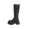 Botas largas de cuero genuino color marrón Maillard de uso bidireccional para mujer, nuevo estilo otoño e invierno 2026, botas de jinete que aumentan la altura, botas altas hasta la rodilla