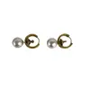 Pendientes de Saturno Tridimensionales de la Emperatriz del Oeste, Pendientes de Botón de Perlas Sintéticas de Lujo Ligero de Gama Alta, Estilo Vintage Desgastado, Pendientes de Uso Bidireccional