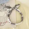 Faixa de Cabelo Elástica Europeia e Americana Nova com Laço e Orelhas de Coelho Tecido Estampado Castanha Faixa de Cabelo Elástica Faixa de Cabelo Headwear