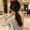 2026 Nuevo Estilo Coreano Negro Floral Goma para el Pelo Tipo Intestino Grande para Mujeres Elegante Soporte de Cola de Caballo de Gama Alta Cuerda de Tela para el Pelo Adorno para la Cabeza