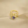 Anillo Ladrillo de Diseño Nicho de Alta Gama Lujo Accesible para Mujer Moda Europea y Americana Creativo Zirconia Chapado en Oro Anillo Abierto Ajustable
