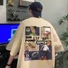 Camiseta Masculina de Manga Curta Pesada 200g, Estilo Fino de Verão, Caimento Solto, Algodão Puro, Manga Meia-Manga, Moda Tendência Estilo Americano