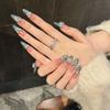[Lujo Azul] Fototerapia manual pura usando arte de uñas almendra ojo de gato se puede quitar y reutilizar piezas de uñas